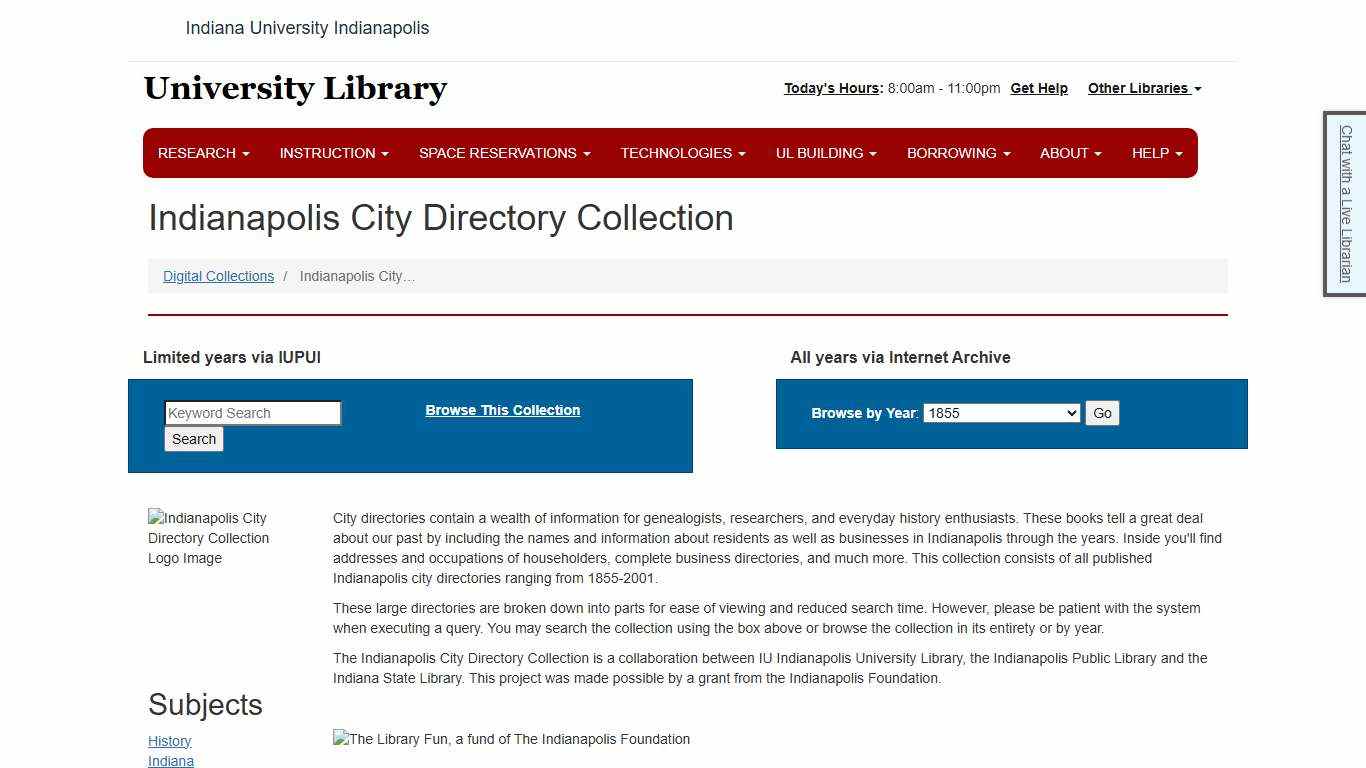 Indianapolis City Directory Collection University Library
